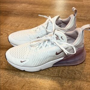 Nike Women's Air Max 270 White and Purple Athletic Shoes